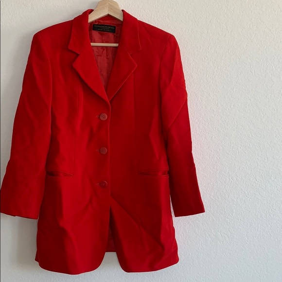 Donna Karen | Red long blazer jacket - Picture 1 of 16